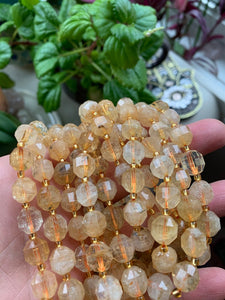 Faceted Citrine Barrel Bead Mala Bracelet