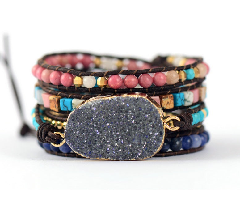 Genuine Druzy Bracelet in Natural Square Shaped Semi-precious stones - yogisnista