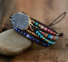 Genuine Druzy Bracelet in Natural Square Shaped Semi-precious stones - yogisnista