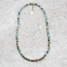 Green Moss Agate, Smoky Quartz and Tiger Eye Necklace - Abundance and Prosperity