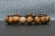 Picture Jasper Wrap Bracelet on Brown/Black Leather